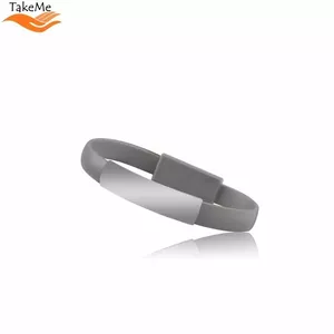 TakeMe 2in1 Eleganta Rokassprādze & ātrās uzlādes 2.1A Datu un Uzlādes USB uz Lightning vads (21cm) Pelēks