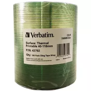Blank CD-R discs VERBATIM 43792 — 700 MB, 52x, 120 mm, pack of 100 (shrink wrapped)