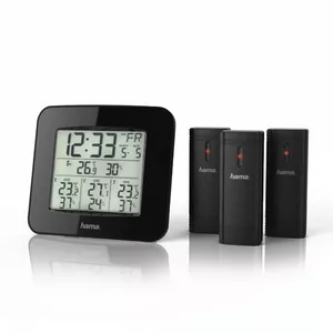 Hama "EWS-Trio" meteoroloģiskā stacija, ar trim sensoriem, melna