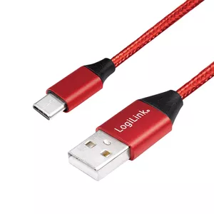 LogiLink CU0148 USB kabelis 1 m USB 2.0 USB A USB C Melns, Sarkans