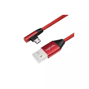 LogiLink CU0150 USB kabelis 1 m USB 2.0 USB A Micro-USB B Melns, Sarkans