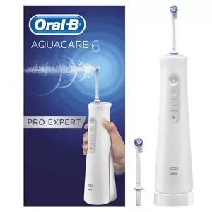 Беспроводной ирригатор BRAUN Oral-B Aquacare 6 — белый, на батарее, 2 насадки, кнопочное управление
