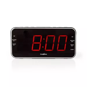 Digital alarm clock Nedis CLAR004BK — LED display, AC powered, 200×100×30 mm, black