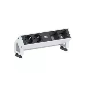 Розетка Bachmann 902211 — 2x Schuko (Type F) электровыхода, алюминий и пластик, черно-белая