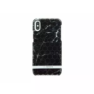Maciņš SoSeven priekš iPhone X/XS — Hexagonal Marble Black aizsargapvalks