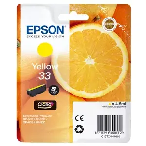 Tintes kārtridžs Epson C13T33444010 oriģināls dzeltenais, pigmenta tinte 4,5 ml, ~300 lapas, 1 gb.