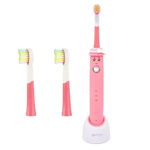 Bērnu soniskā zobu suka ORO-MED HI-TECH MEDICAL ORO-SONIC KIDS GIRL — iebūvēta baterija, AC 110–240V, 1 rokturis, 2 uzgaļi, rozā/dzeltena
