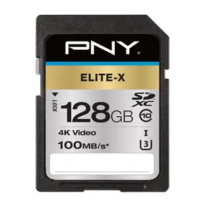 SDXC memory card PNY Elite-X 128 GB, UHS-I, Class 10, U3, 100 MB/s read