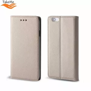 TakeMe Чехол-книжка с магнетической фиксацией без клипсы Samsung Galaxy Xcover 4s (G398F) Золотистый