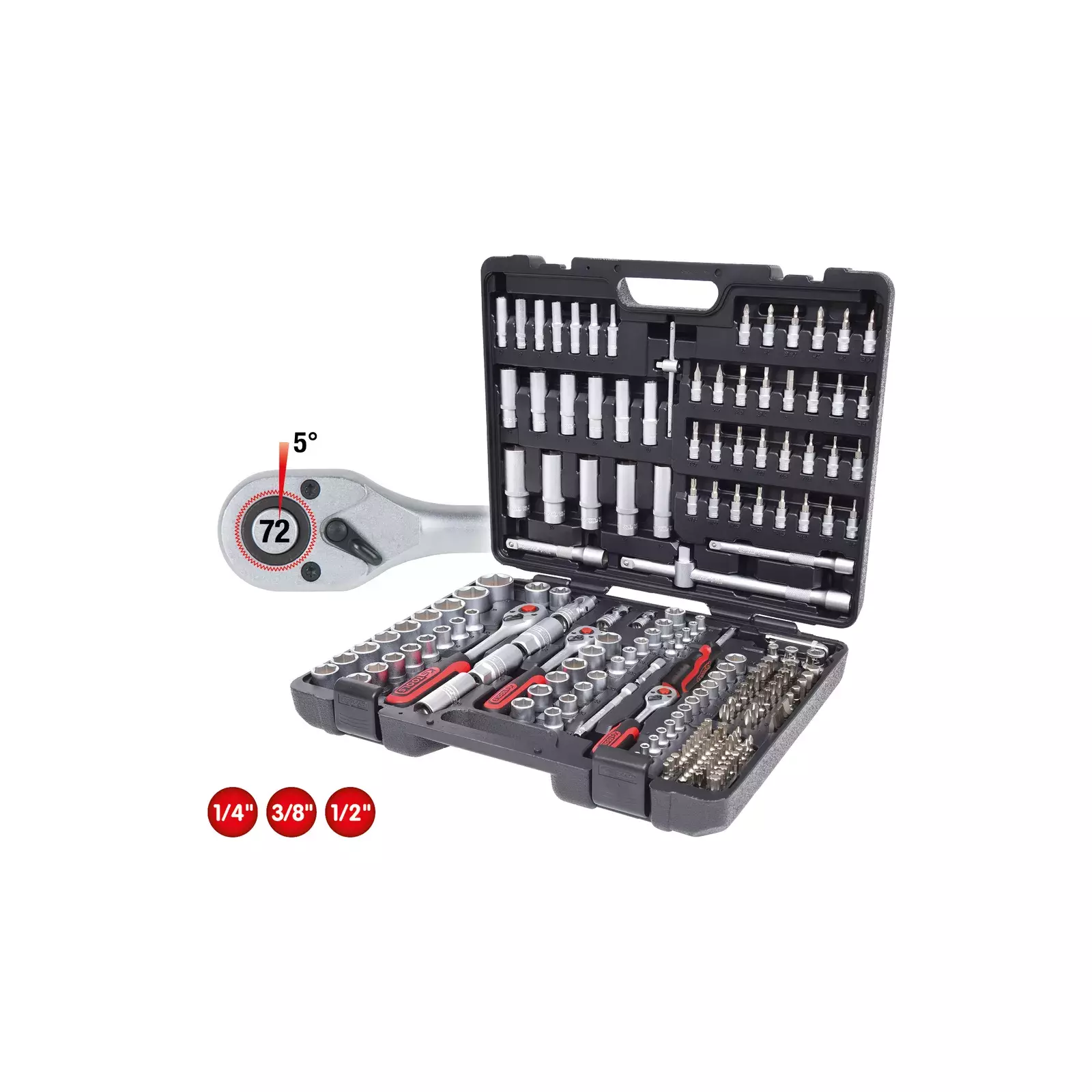 KS TOOLS 917.0795 1/4 + 3/8 + 1/2 Socket set, 195 pcs