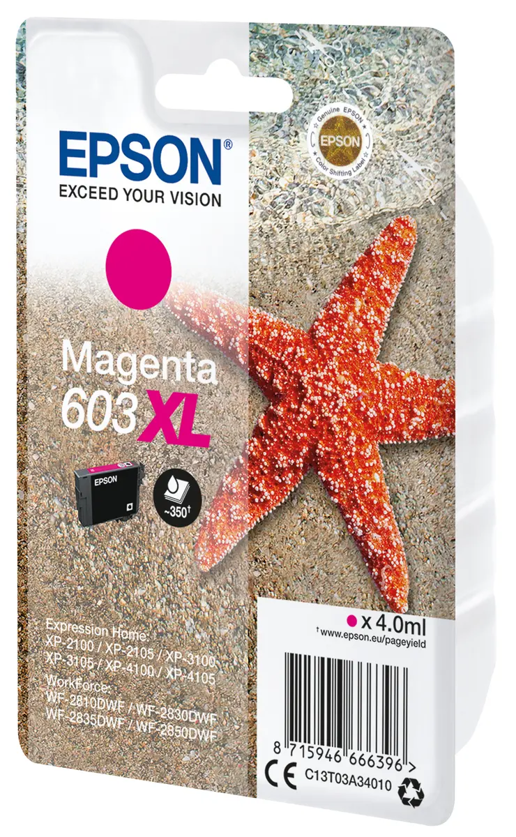 Epson 603XL Magenta tintes kasetne, augstas