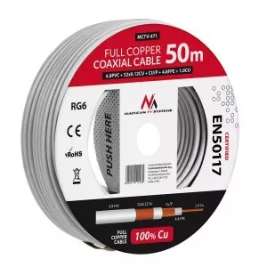 Коаксиальный кабель Maclean MCTV-471 RG-6/U 50 м Белый