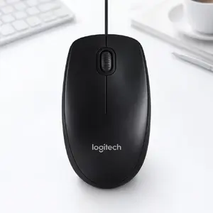 Мышь Logitech B100 — симметричная проводная оптическая, USB Type-A, 800 DPI, 3 кнопки с колесом, чёрная