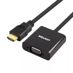 Interface card adapter Unitek Y-6333 — HDMI to VGA 3.5mm, black, plug-and-play