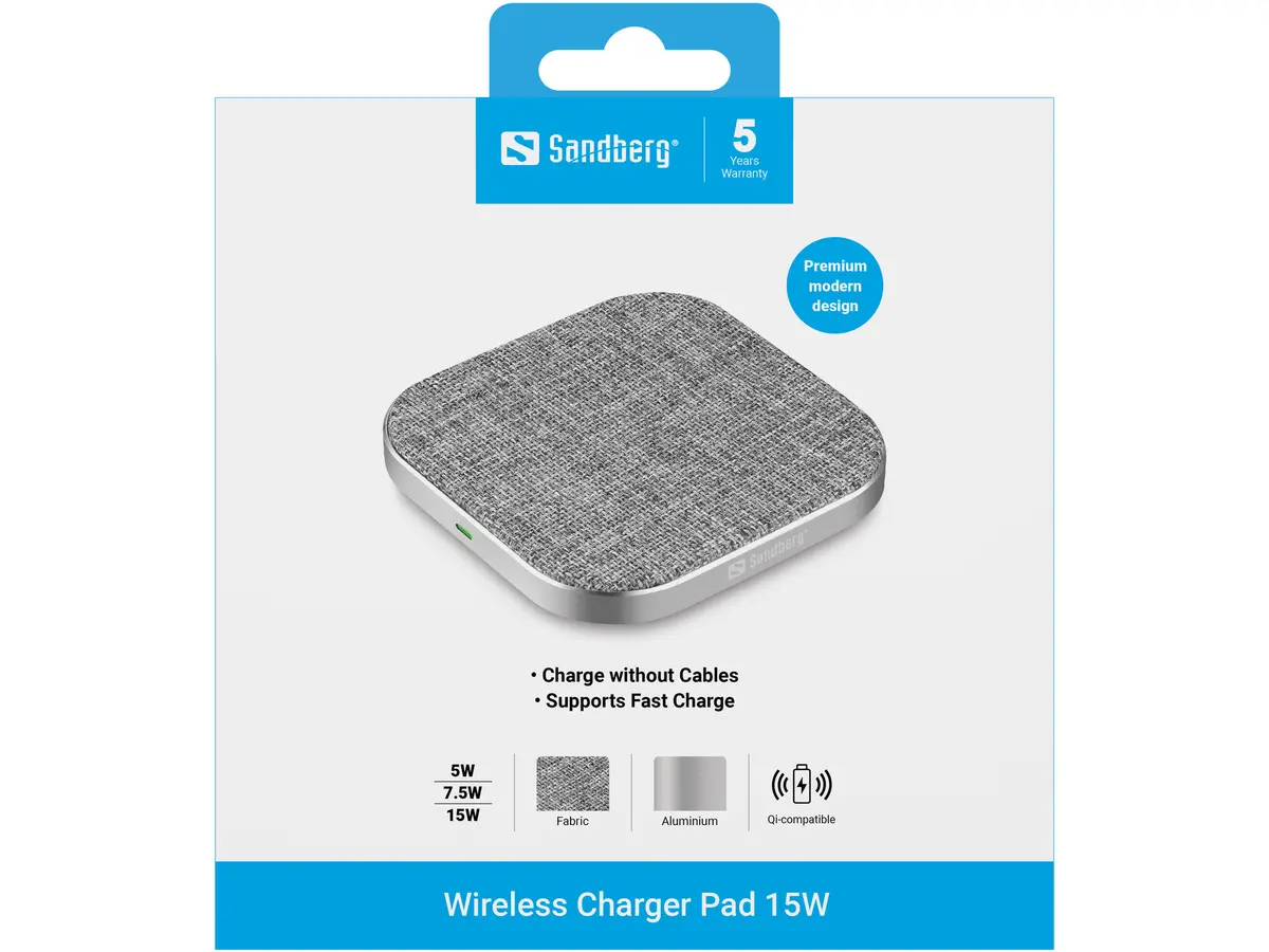 Беспроводное зарядное устройство Sandberg Wireless Charger Pad 15W Photo 2
