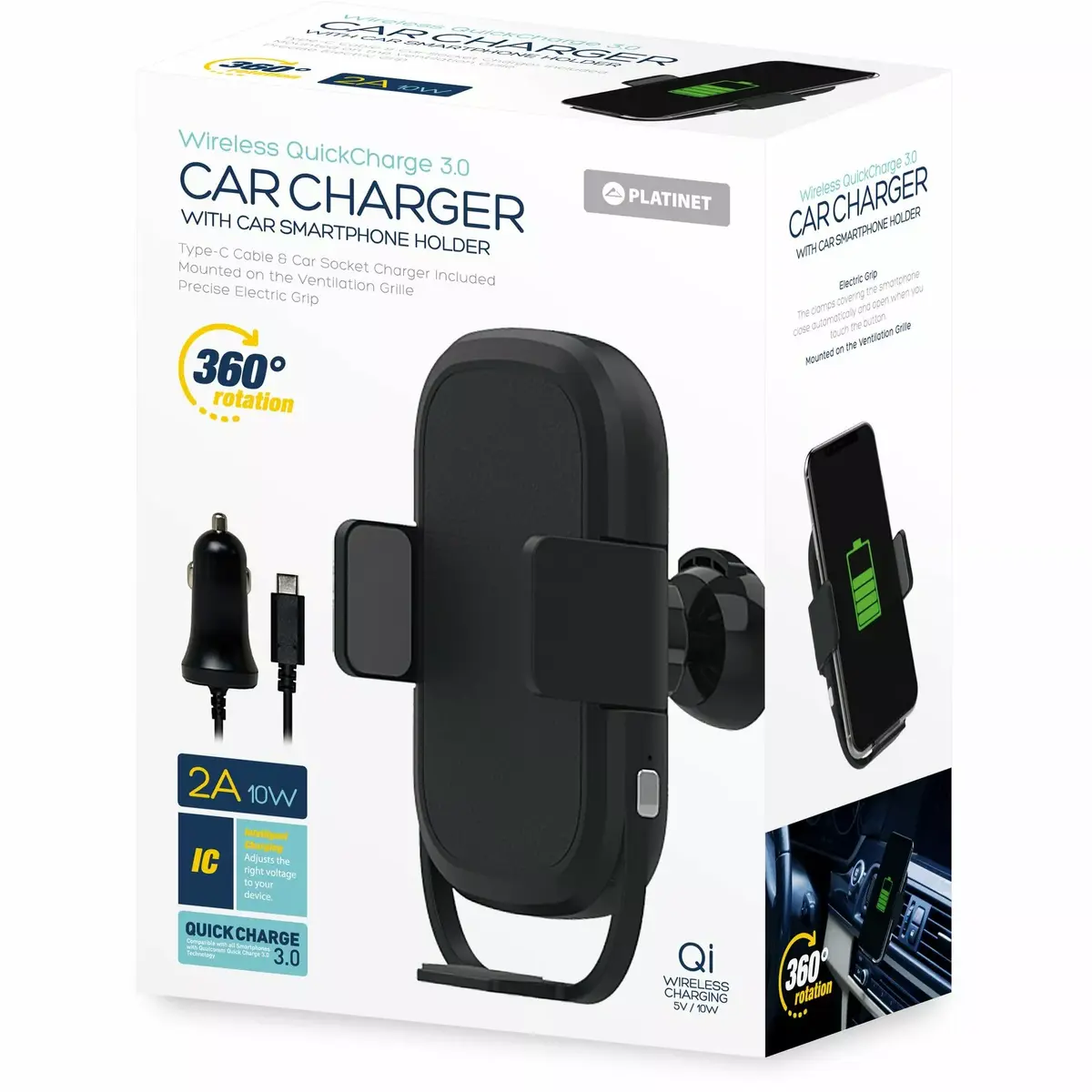 PLATINET PUCHWI car phone mount with QI 10W Photo 4