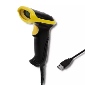 Qoltec 50860 barcode reader Handheld bar code reader 1D Laser Black, Yellow