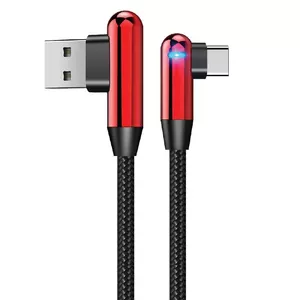 USB Type-C data cable Evelatus TPC05 L-shape, red, 1 m