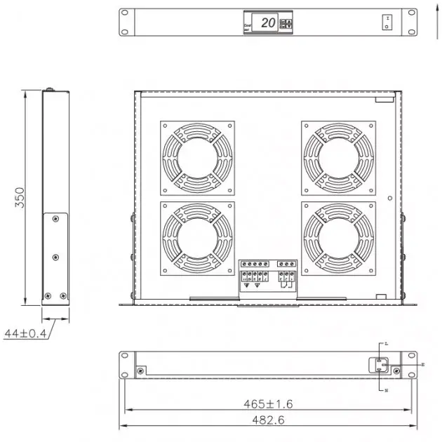 Techly I-CASE FAN-TC4 1U 19 collu ventilatoru panelis Photo 3