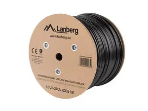 LANBERG networking cable Cat6 U/UTP 305 m, 23 AWG, copper, 250 MHz, black
