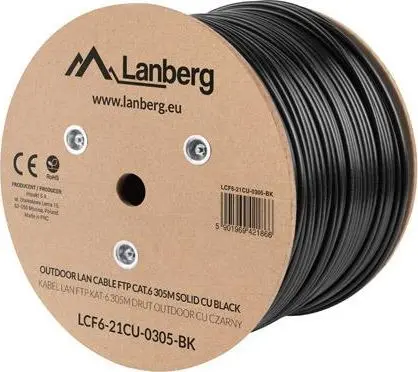 Tīkla kabelis Lanberg LCF6-21CU-0305-BK F/UTP Cat6