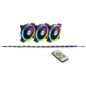 Inter-Tech RS-04 RGB Computer Case Fan 12 cm Black 1200 RPM Fluid Bearing 59.47 cfm 22 dB