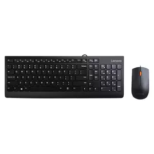 Проводной набор клавиатура и мышь Lenovo 300 — полноразмерная QWERTY US English, USB, чёрный, кабель 1.8 м, мышь 1600 DPI