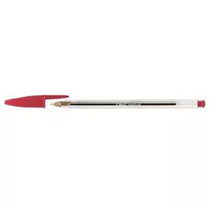 Ballpoint pen BIC Cristal Red Stick Medium — pack of 50, red ink, transparent barrel