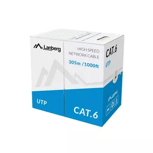 Сетевой кабель LANBERG Cat6 U/UTP LCU6-11CU-0305-S, 305 м, 23 AWG, серый, оболочка HDPE