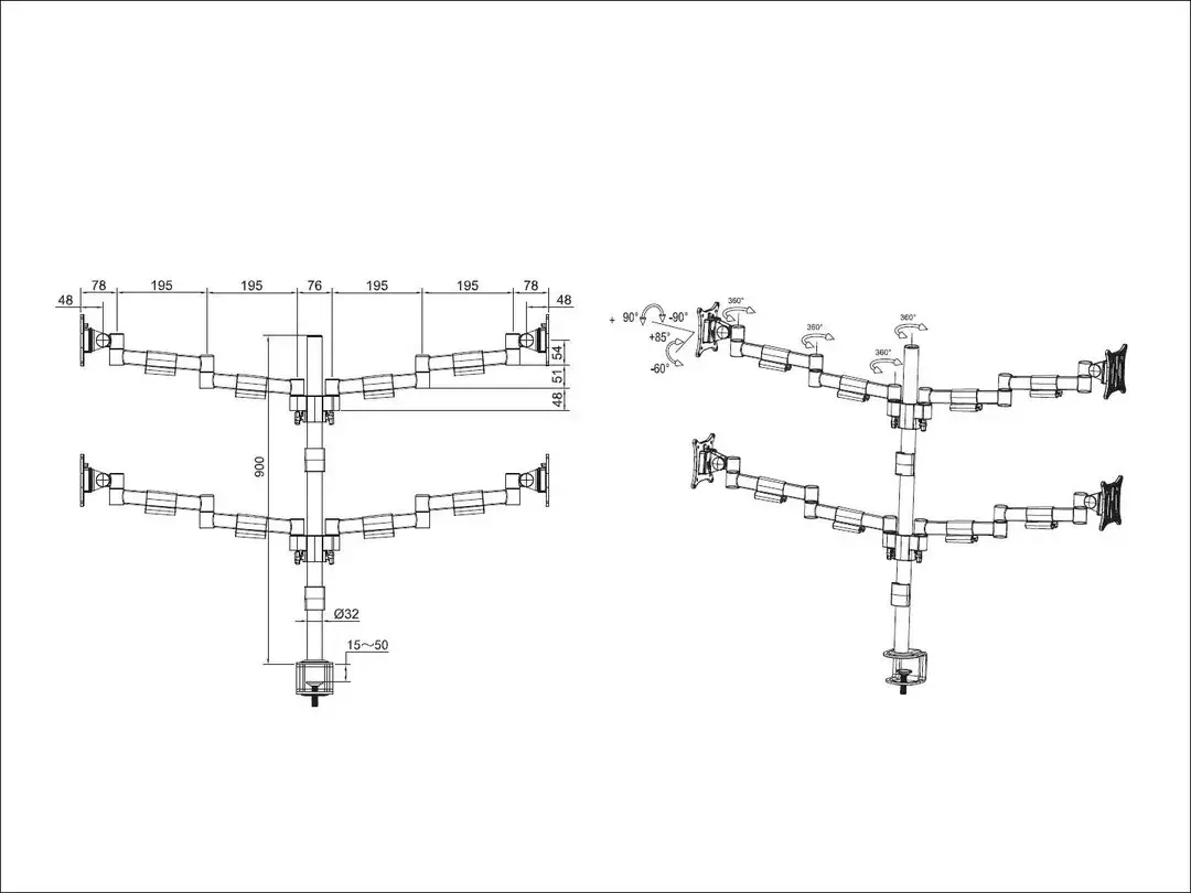 Desk Mount Multibrackets M VESA Officeline Quad Black Photo 6