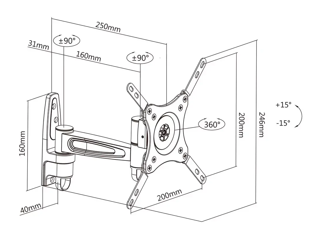 Montāžas kronšteins Multibrackets M VESA Flexarm 360 II Photo 8
