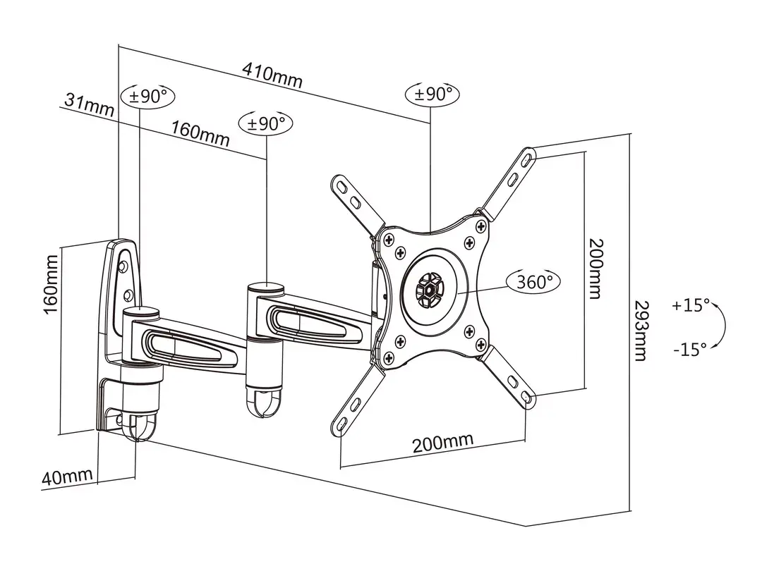 Multibrackets M VESA Flexarm 360 III White Photo 12
