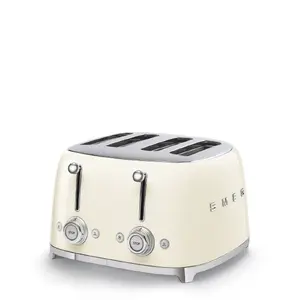 Тостер Smeg 50's Style TSF03CREU кремовый на 4 ломтика из нержавеющей стали мощностью 2000 Вт с функцией разморозки