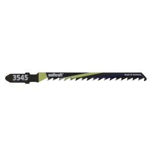 Jigsaw blade Wolfcraft 3545000 HCS for chipboard, softwood — 7.5 cm working length, 4 mm tooth spacing, 2 pcs