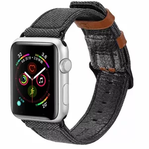 Ремешок Dux Ducis Canvas Leather Band DUX-CV-3840-BK чёрно-коричневый для Apple Watch 38/40 мм