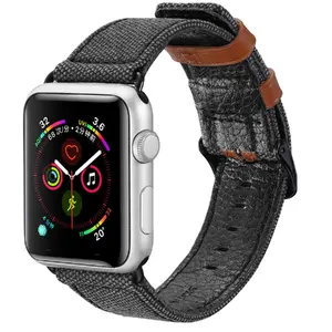 Siksniņa Dux Ducis Canvas Leather Band DUX-CV-3840-BK melni-brūna Apple Watch 38/40 mm