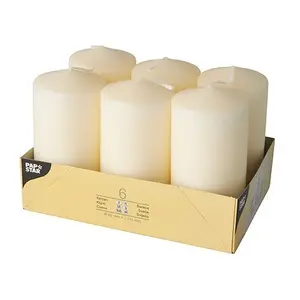 Papstar 17991 Round Wax Candle Cream 24 h Burning Time