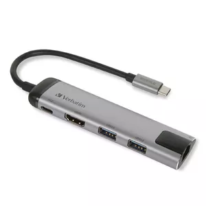 Verbatim 49141 dokstacija USB 3.2 Gen 1 (3.1 Gen 1) Type-C Melns, Sudrabs