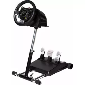 Wheel Stand Pro Deluxe adjustable-height wheel stand for racing simulators — sturdy steel frame, compatible with most wheels and pedals