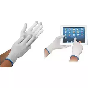 Рабочие перчатки HYGOSTAR ULTRA FLEX TOUCH L — нейлоновая вязка, углеродное покрытие, совместимы с тачскрин, размер L