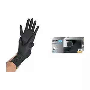 Disposable Nitrile Glove HYGOSTAR POWER GRIP LONG L, powder-free, black, length 300 mm