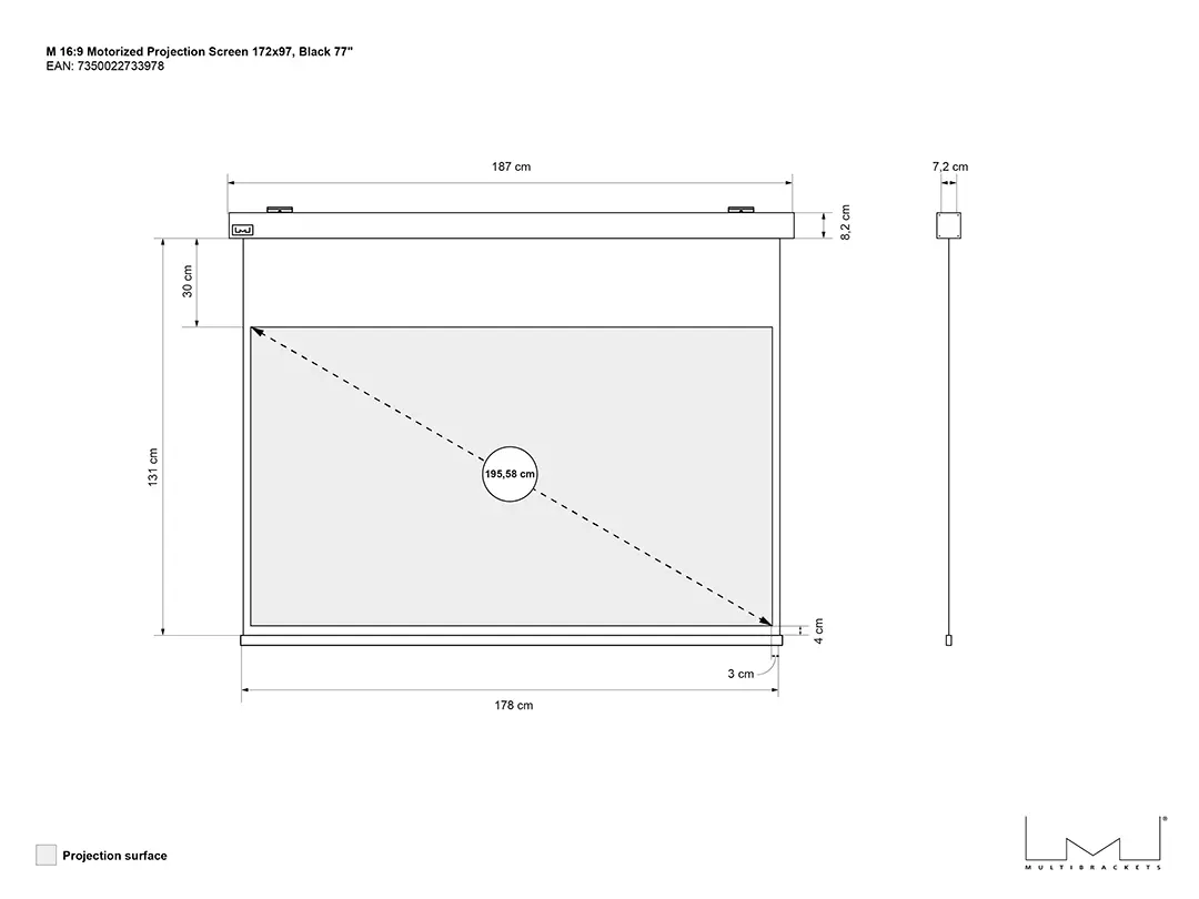 Multibrackets M Black Edition 77" Motorized Projection Screen Photo 13