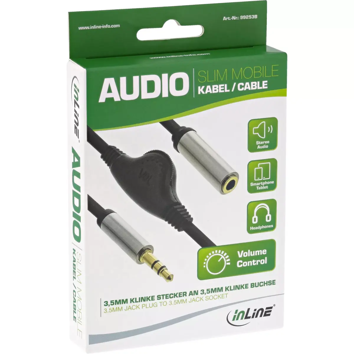 Audio kabelis InLine Slim 3.5mm M/F Photo 3