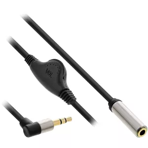 InLine Slim Audio Cable 3.5mm M angled / F with volume control 0.25m