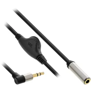InLine Slim Audio Kabelis 3.5mm Vīriešu Leņķa / Sieviešu ar skaļuma regulēšanu zeltīti kontakti 0.25m melns