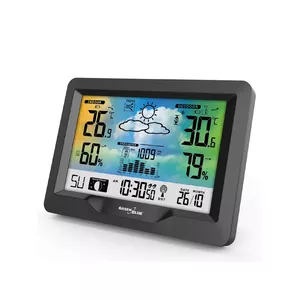 Hygrometer Thermometer GreenBlue GB540 — indoor 0–50°C / outdoor -20–65°C, DCF clock, outdoor sensor 60 m, black