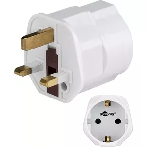 Power plug adapter GOOBAY 45353 — Type F (plug) to Type G (UK) socket, 13 A, white