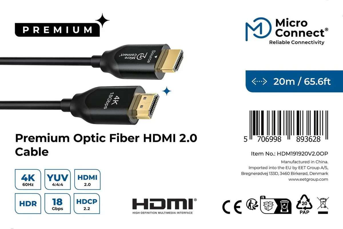 Оптический HDMI кабель MicroConnect Premium 20м Photo 3