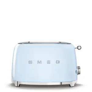 Тостер Smeg 50's Style TSF01PBEU пастельно-голубой на 2 ломтя, корпус из нержавеющей стали, мощность 950 Вт, функция размораживания и регулировка степени поджаривания
