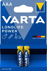 Одноразовые щелочные батарейки AAA Varta 4903/2B, 1,5 В, 2 шт. (блистер)